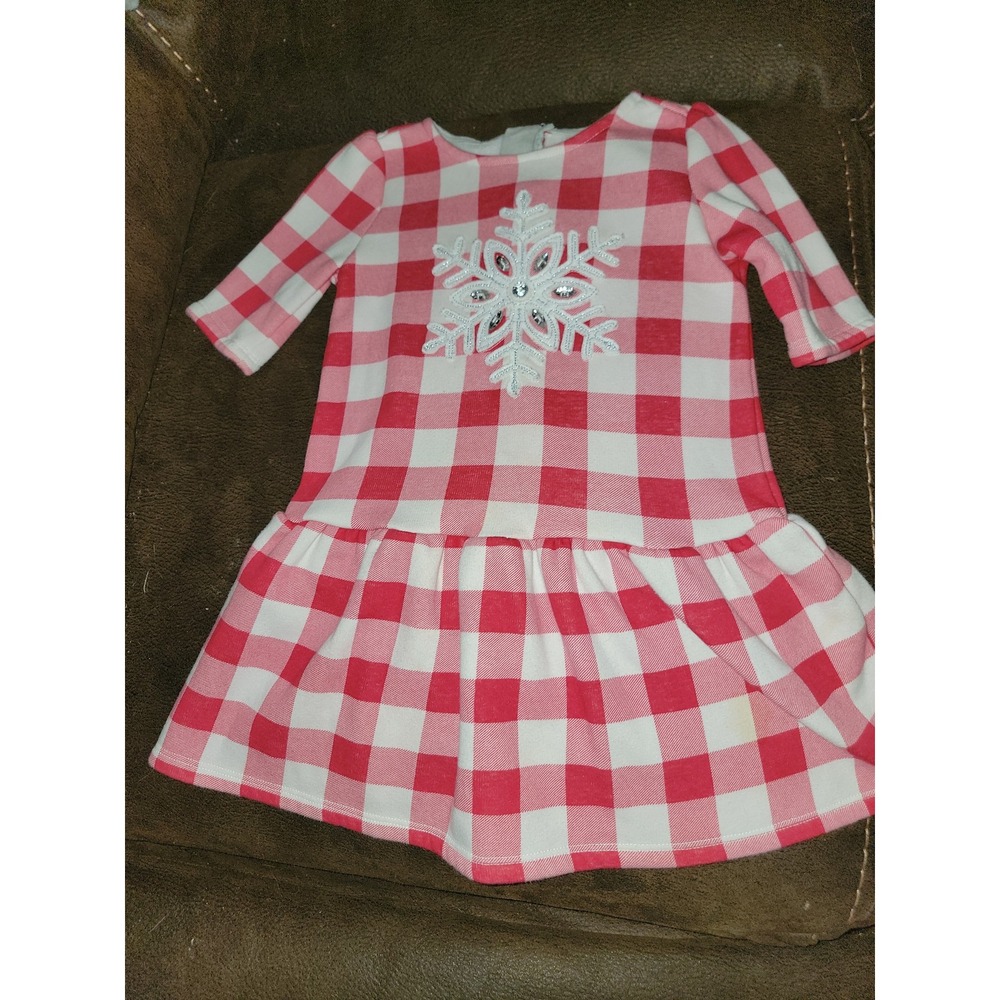 Gymboree north pole‎ party holiday Christmas snowflake plaid dress size 2t